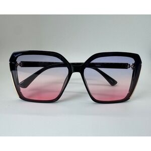 Oversized Square Gradient Sunglasses Black Gold Blue Pink UV400